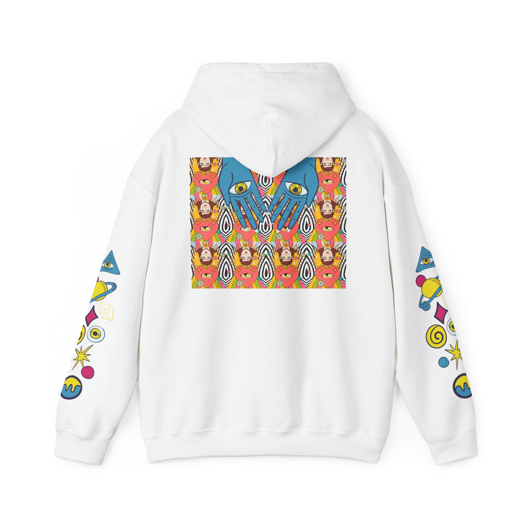 Blue Hand Eyes hoodie | Psychedelic Pattern Hoodie, Sleeve Graphic