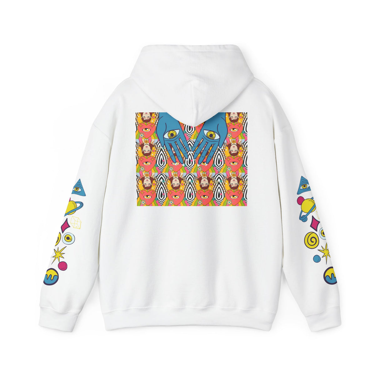 Blue Hand Eyes hoodie | Psychedelic Pattern Hoodie, Sleeve Graphic