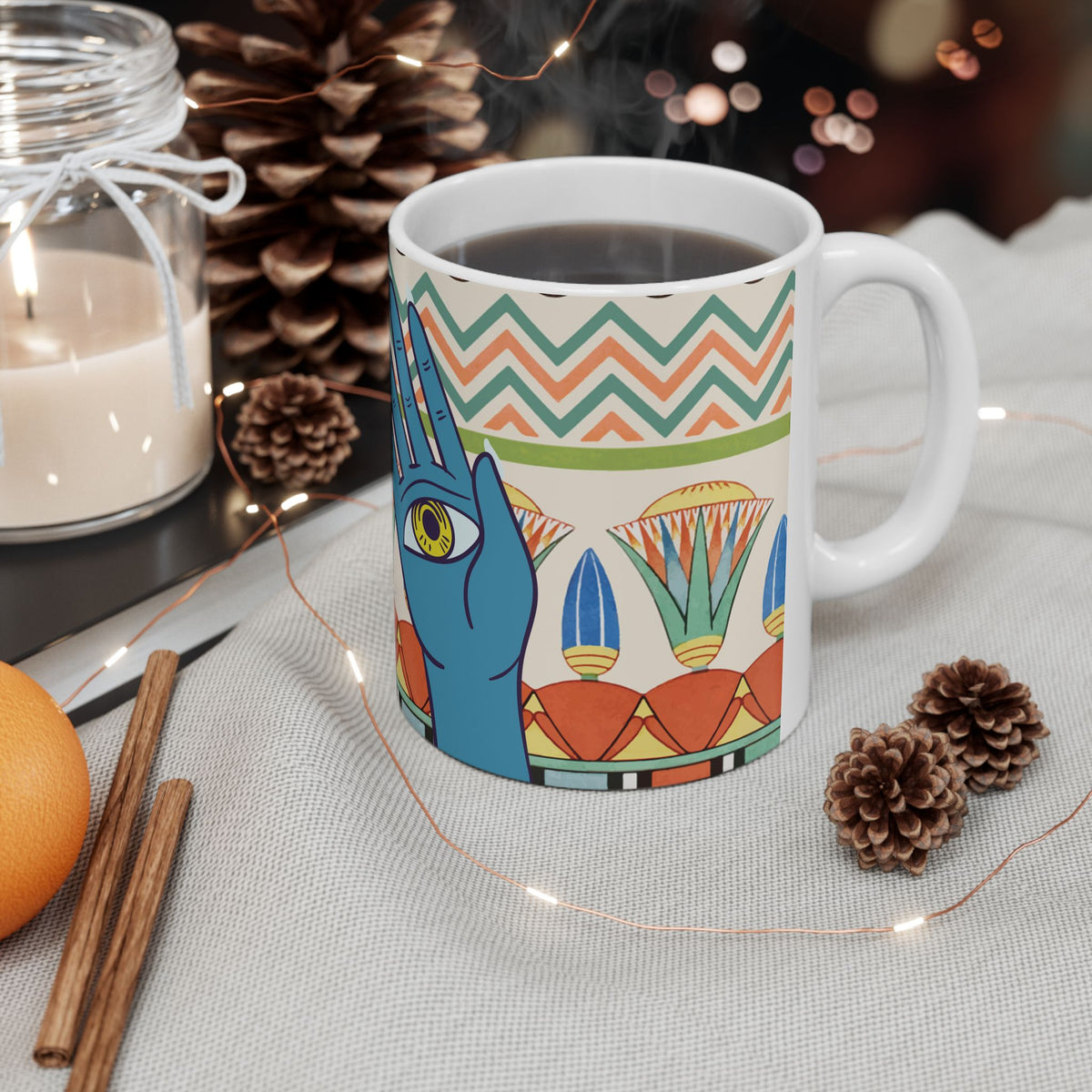 Mystic Hand Eyes Mug | Boho Tarot Illustration Ceramic Coffee Cup