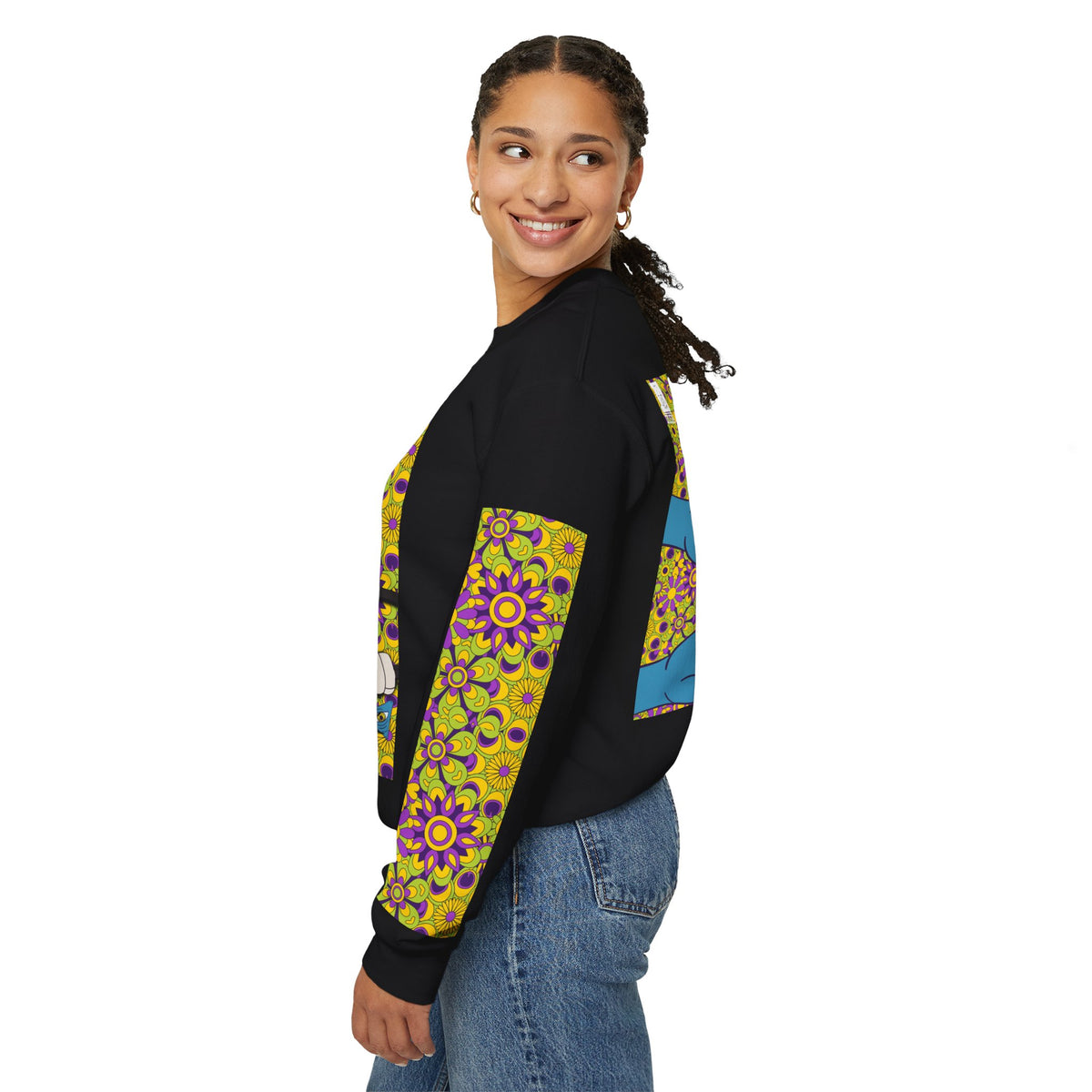 Psychedelic Tongue & TV Illustration Sweatshirt | Kaleidoscope Sleeve Art
