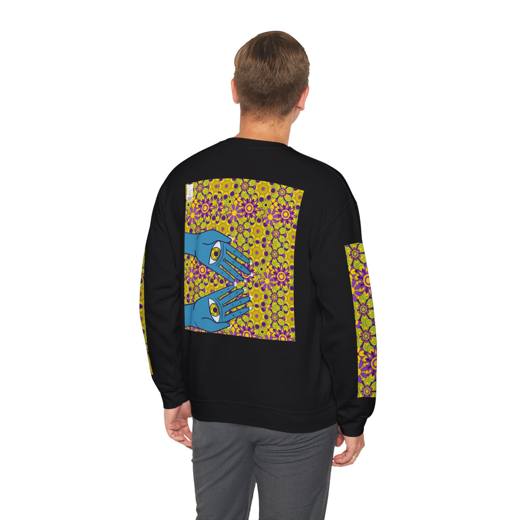 Psychedelic Tongue & TV Illustration Sweatshirt | Kaleidoscope Sleeve Art