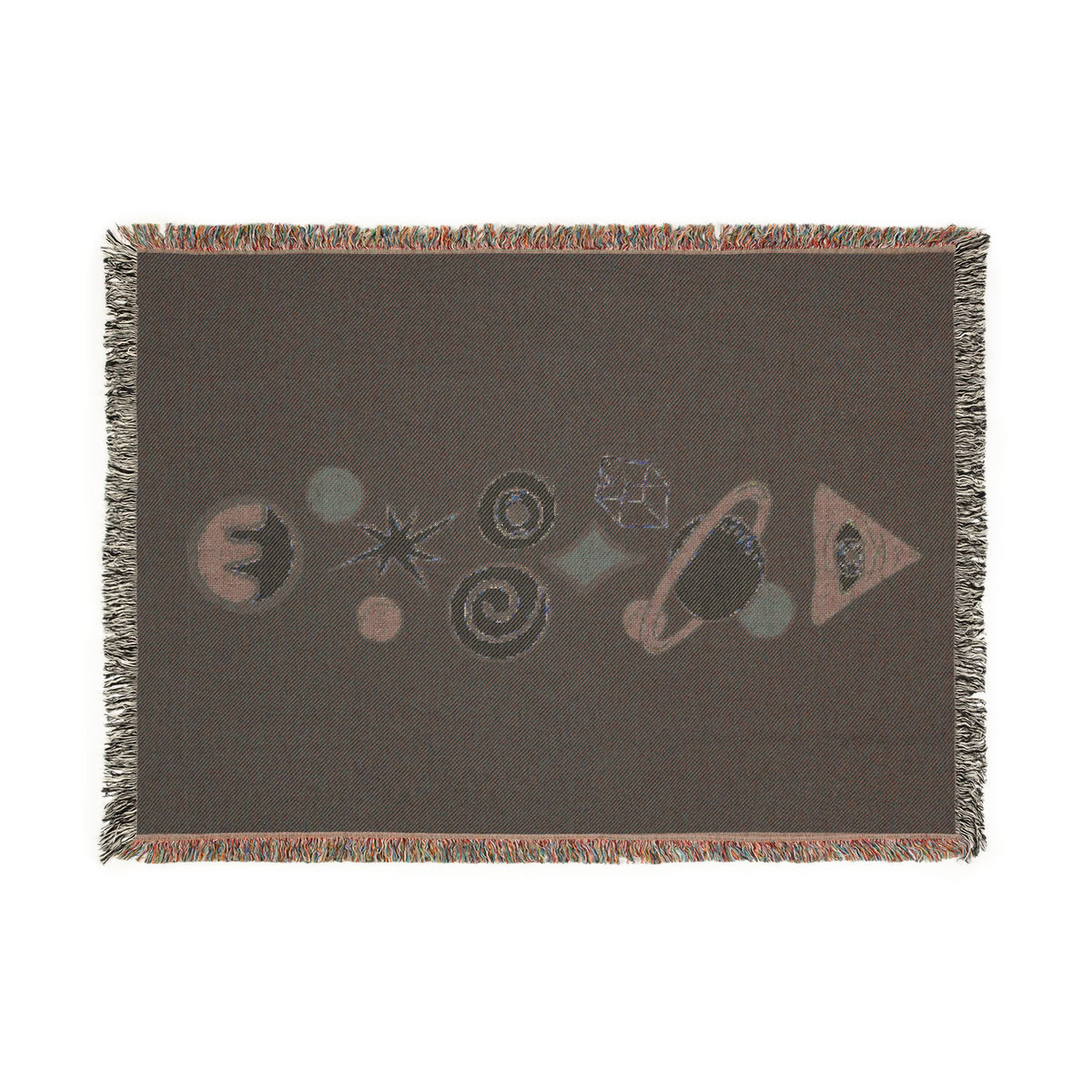 Celestial Woven Throw Blanket - Mystic Sun, Moon & Planets Cotton Tapestry, Boho Retro Cosmic Home Decor