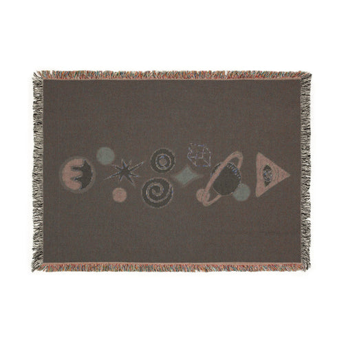 Celestial Woven Throw Blanket - Mystic Sun, Moon & Planets Cotton Tapestry, Boho Retro Cosmic Home Decor