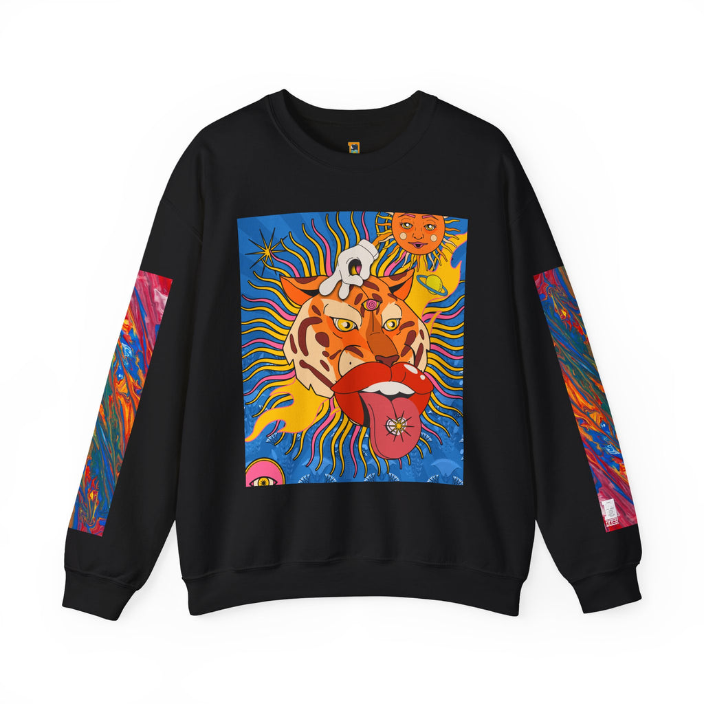 Psychedelic Tiger Tongue Sweatshirt | Retro 70s Pop Art Crewneck