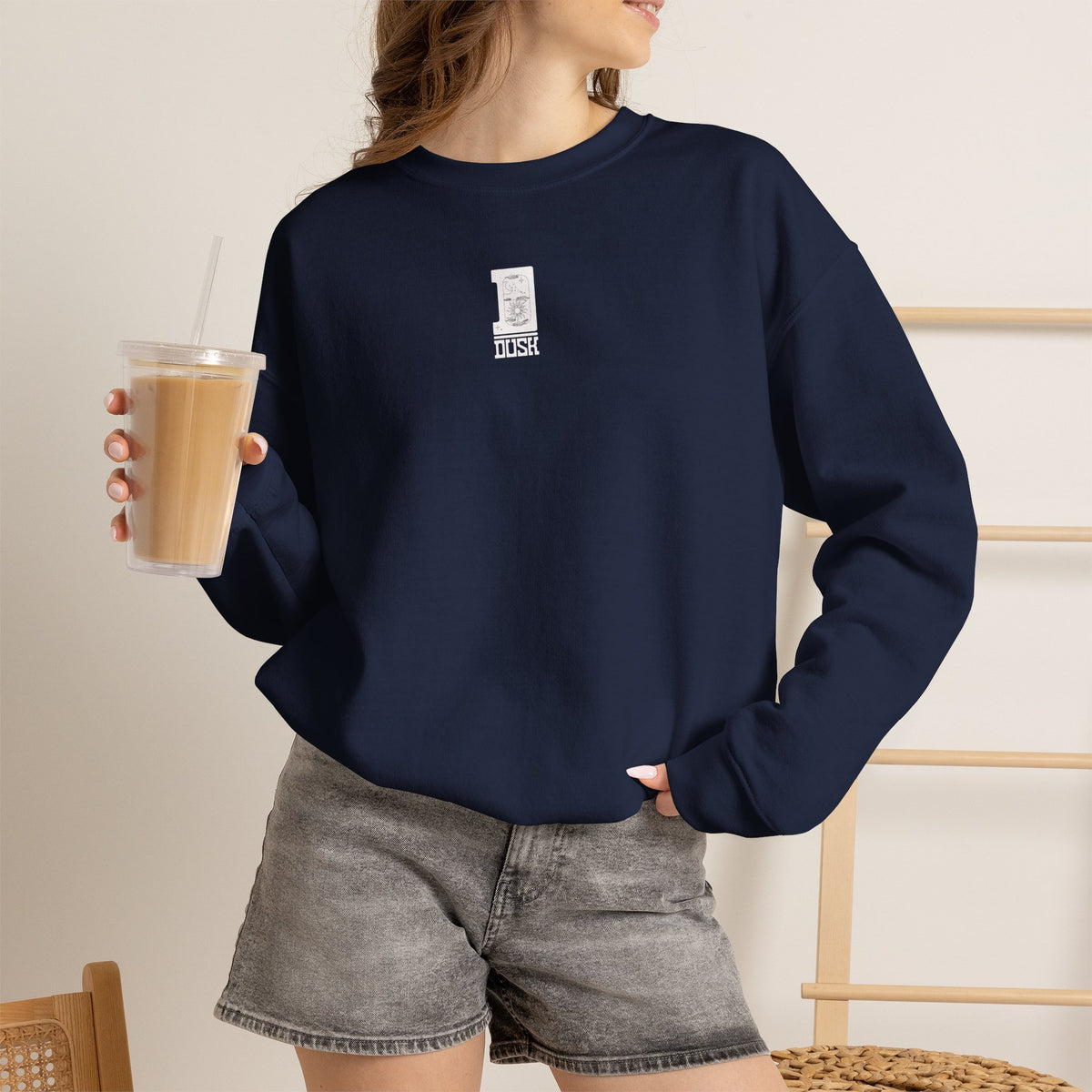 Minimalist Crewneck Sweatshirt - Tiny Center Logo, Clean Aesthetic Unisex Pullover, Cozy Everyday Sweater