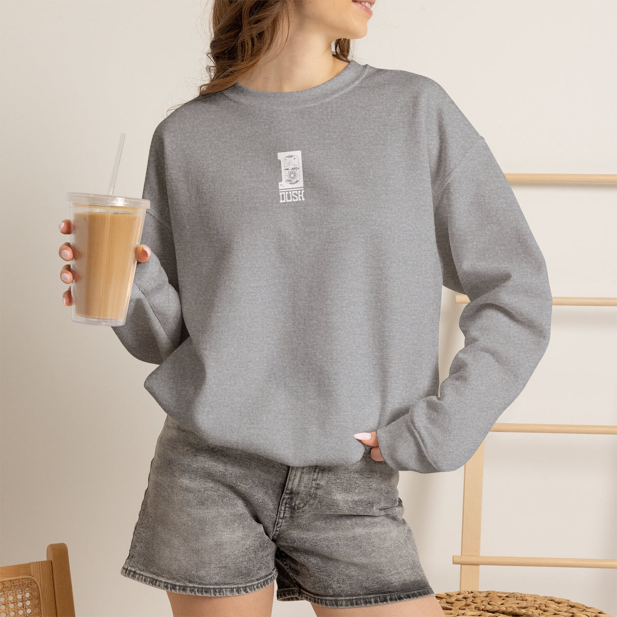 Minimalist Crewneck Sweatshirt - Tiny Center Logo, Clean Aesthetic Unisex Pullover, Cozy Everyday Sweater